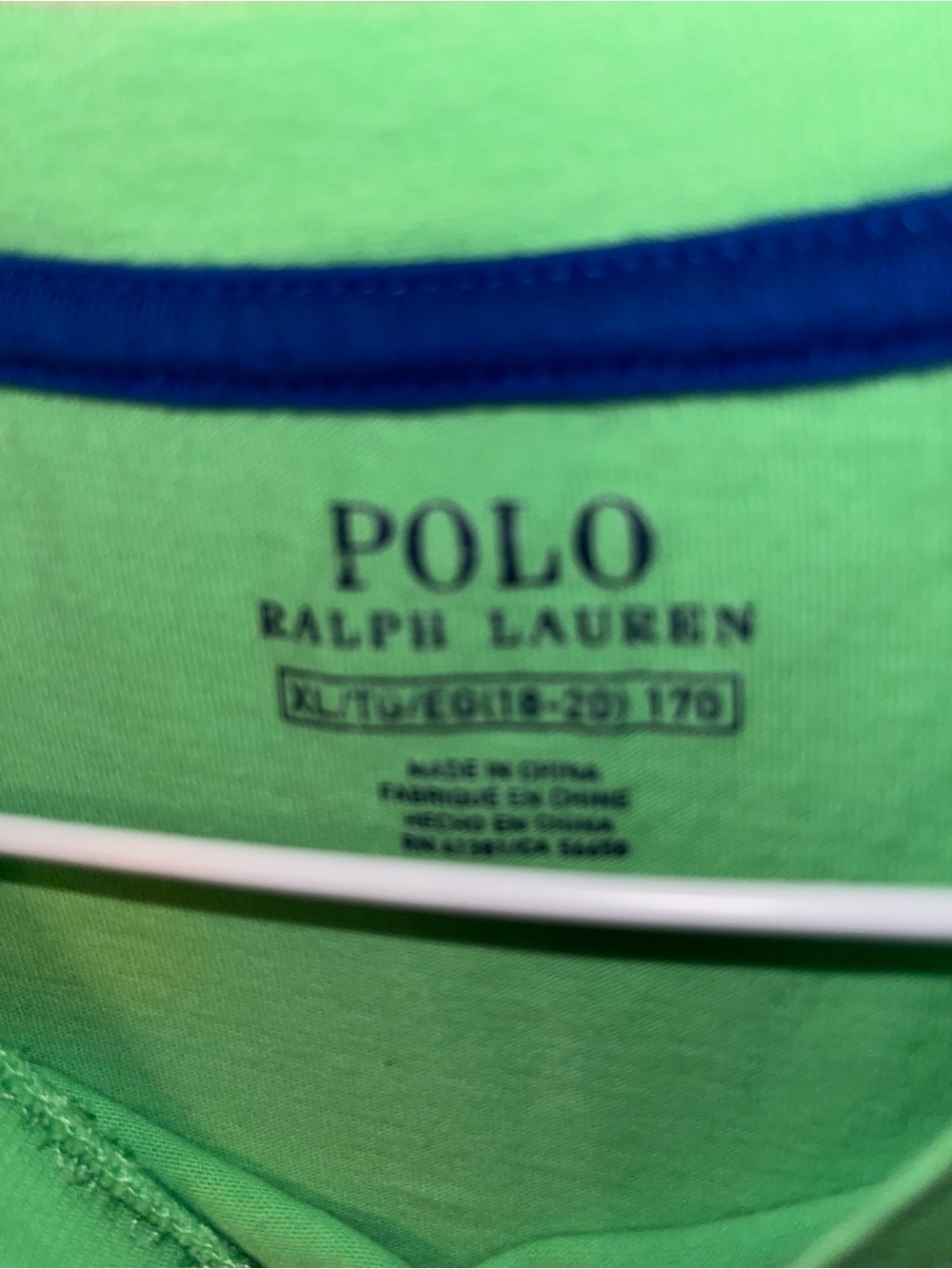 Ralph Lauren Kids Bright Green Tee with Navy Logo XL youth - Picture 3 of 4